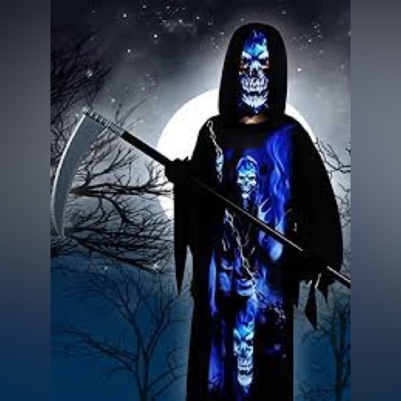 Wizard land Sz 8-10 yrs old Boy's kids Grim Reaper costume - Picture 3 of 11